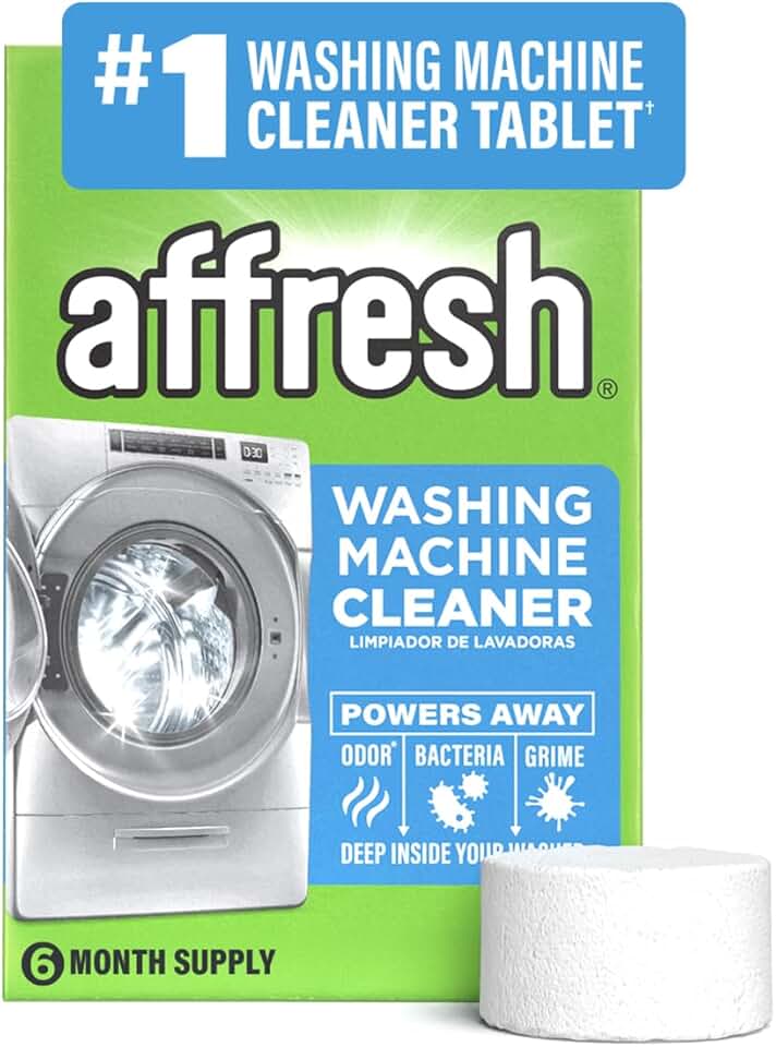 Affresh Washing Machine Cleaner, Helps Power Away Odor Causing Bacteria &amp; Grime Deep Inside Pump, Valve &amp; Hoses, 6 Time Release Tablets, 6 Month Supply U.S. EPA Safer Choice