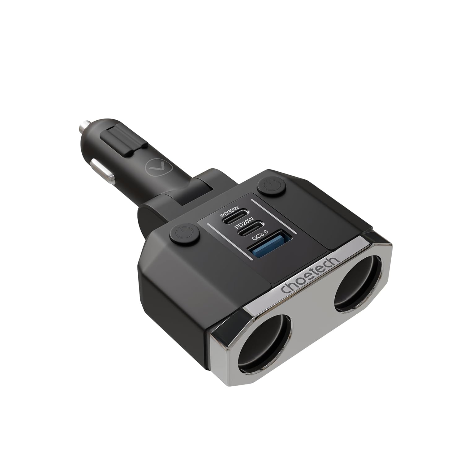 Choe-Tech Pd Total 200W Car Charger Splitter With 2 Port,12V/24V,Fast Charging Adapter For All Ios And Smartphones Devices,Dual Cigarette Lighter,Led Display,Tc0020,Black Choe-Tech Pd Total 200W Car Charger Splitter With 2 Port,12V/24V,Fast Charging Adapter For All Ios And Smartphones Devices,Dual Cigarette Lighter,Led Display,Tc0020,Black