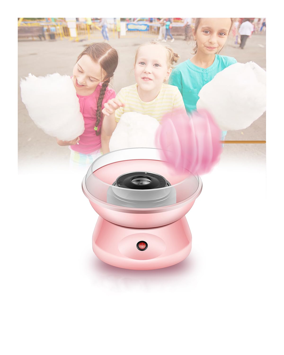 Lmuwecno Party Pink Cotton Candy Machine, Homemade Portable Cotton Candy Maker, DIY Marshmallow Machine for Home Birthday Family Party Cinema