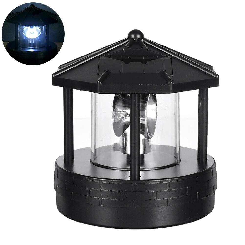 BovoYa Solar Lighthouse, Waterproof LED with 360 Rotating Solar Light Lamp Perfect Decorative Lamp for Garden Lawn Patio Rotates