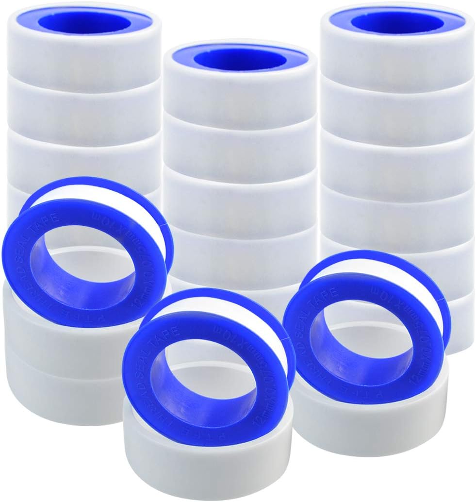 30 Rolls Thread Seal Tapes, Teflon Tape 1/2 PTFE Pipe Sealant Tape Industrial Thread Sealants Plumbers Thread Tape for Leak Water, Plumbers, Plumbing, Air Head, Thread Pipe, 1/2" x394" White