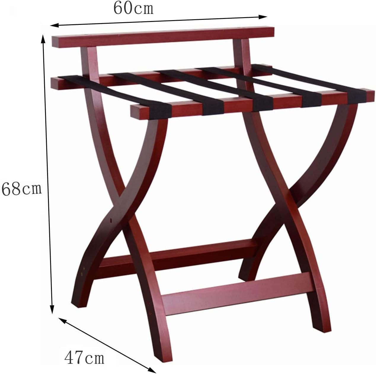 Luggage Rack 2Pcs Suitcase Rack - Folding Hotel Luggage Rack, Solid Wood Bedroom Luggage Rack Multifunctional Suitcase Tray Rack Shoe Rack for Hotel/Bedroom (Color : Wine Red, Size