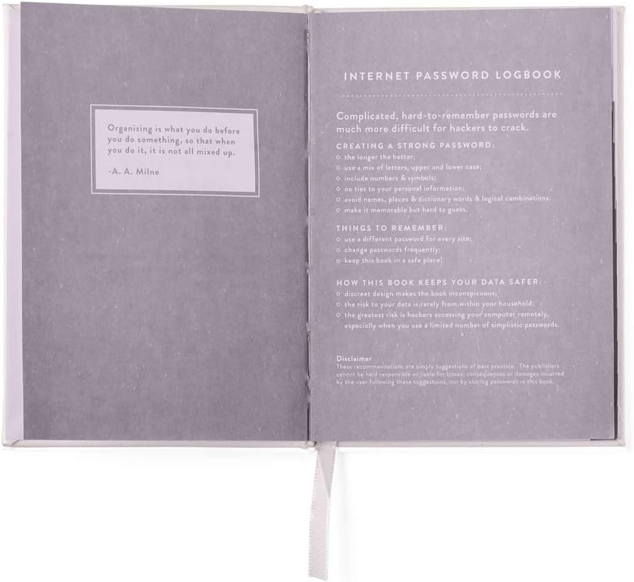 Password Keeper Logbook with Alphabetized Tabbed Pages. Keep Track of Passwords, Usernames and Licenses with This Discrete & Pocket Size Book, Hardcover, 5.75x4"