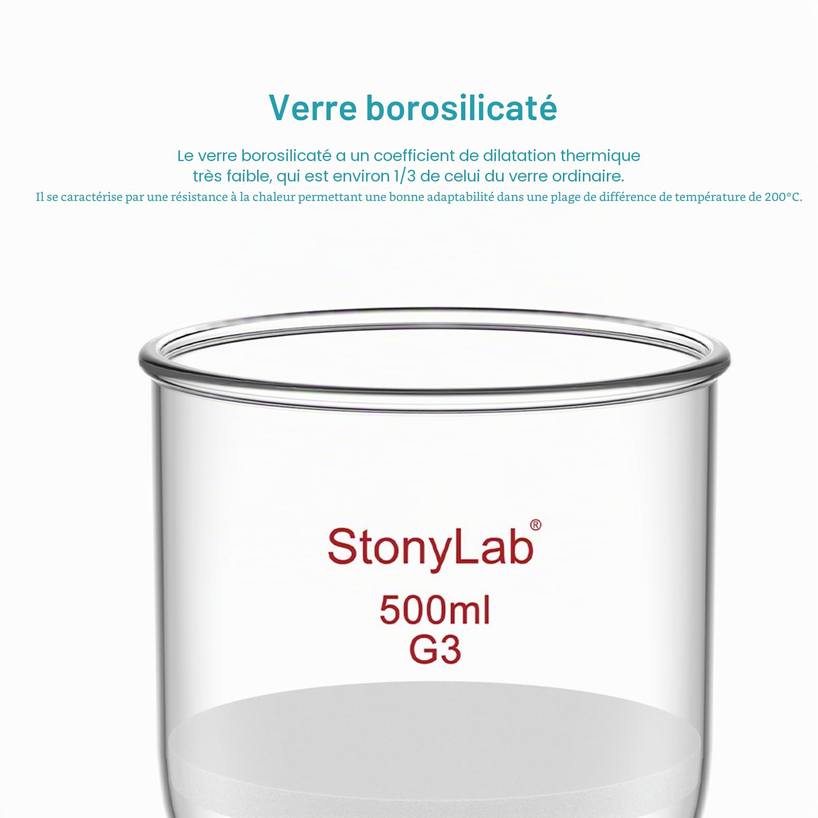 StonyLab Verre Borosilicate Buchner Entonnoir avec Fine Fritte (G3), Diamètre Intérieur de 94 mm, Profondeur de 100 mm, avec 24/40 Standard Joint et Tubulation Dentelée Sous Vide (500 ml)