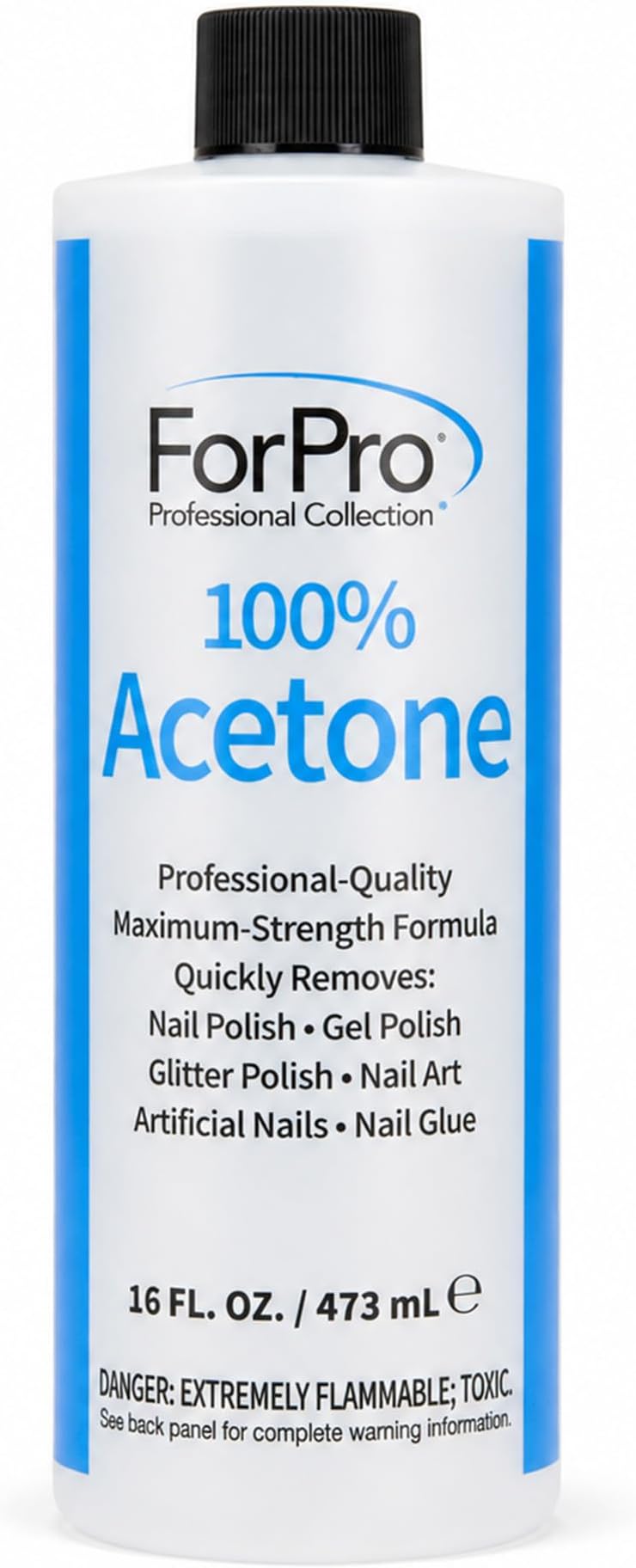 100% Pure Acetone, Professional Nail Polish Remover for Natural, Artificial, Acrylic, and Sculptured Nails, Removes Gel Polish, Glue, and Glitter, 16 fl. oz.