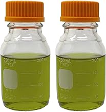 Corning PYREX #1395-250, 250ml Round Media Storage Bottle, with GL45 Screw Cap (Pack of 2)
