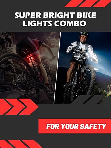 Miniatura 8 de Luces de bicicleta de 9000 lúmenes delanteras y traseras para conducción nocturna, 5200 mAh USB recargable 6 luces LED para bicicleta, 5+5 modos de