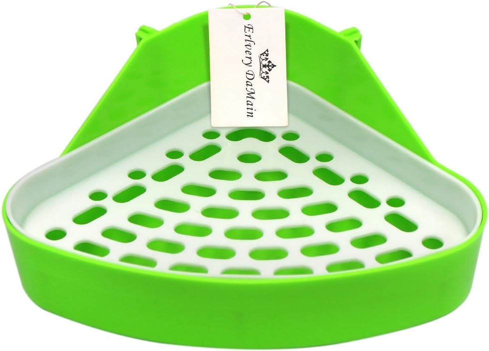 Erlvery DaMain Potty Trainer Corner Litter Pan for Hamster Guinea Pig Ferret Gerbil Chinchilla (Green)