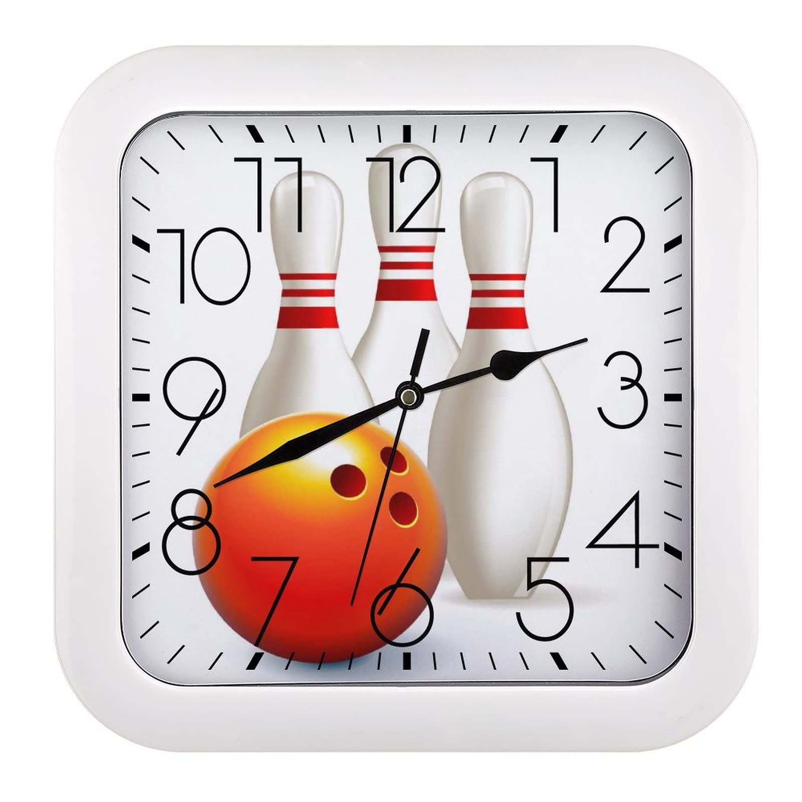 Horloge Murale Bowling Décorative Carrée : Cadeau Idéal Original 26x26cm