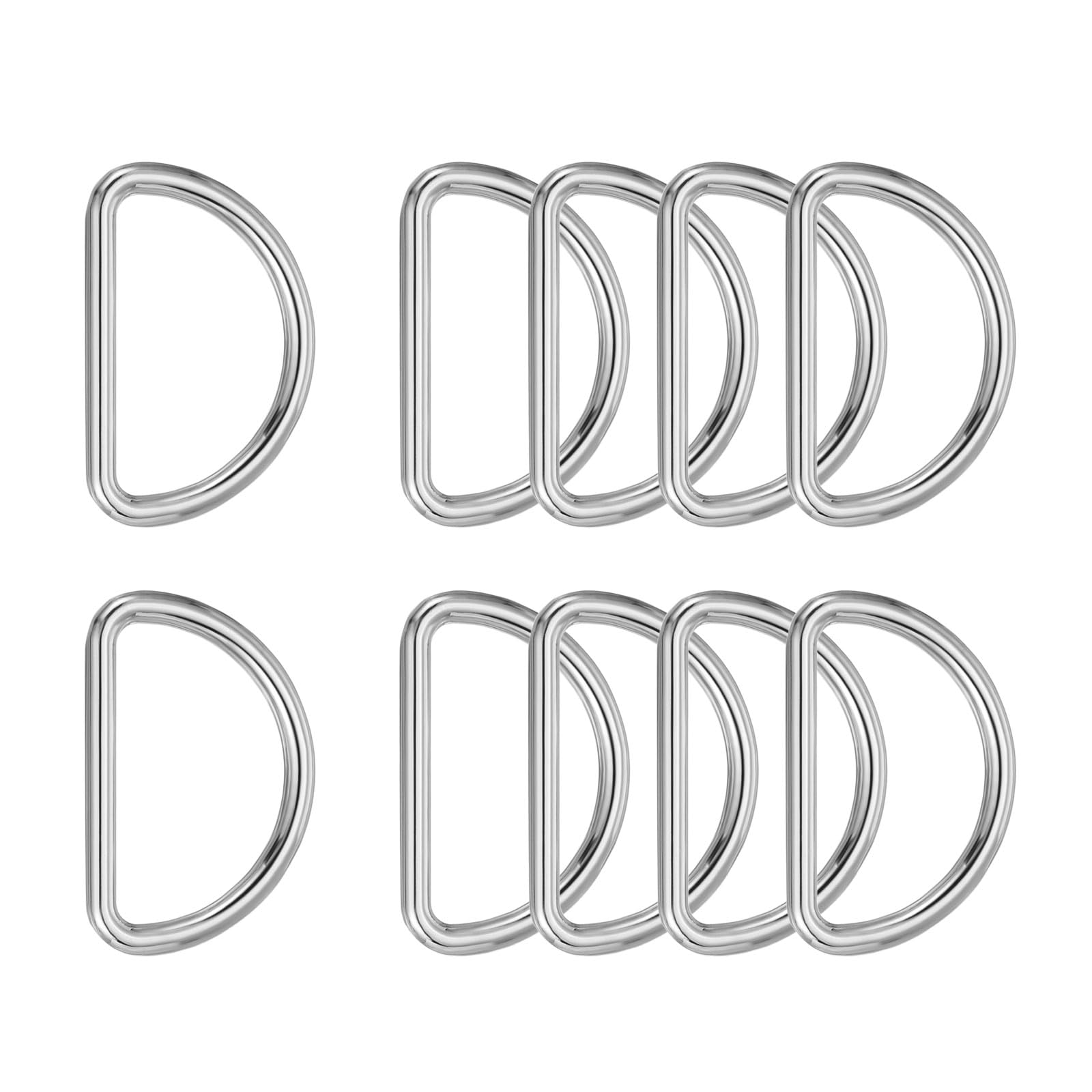 PATIKIL Metal D Ring, (1", Silver)(10 Pcs), Heavy Duty Welded Solid D Rings Metal D Buckle, Suit for Bags/Backpack/Wallets/Leather/Straps/Webbing/Pet Collars/Hardware Assorted
