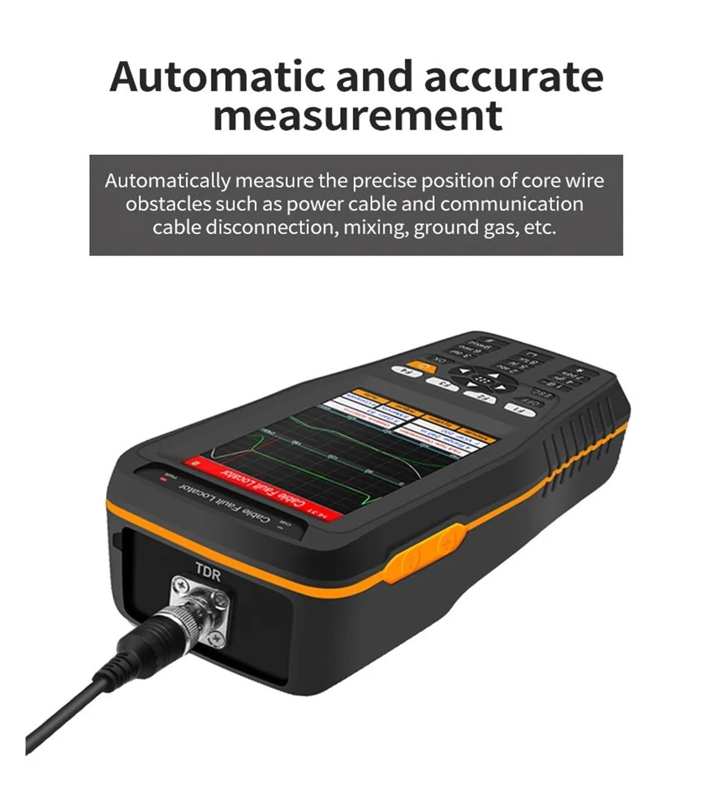 Localisateur de défauts de ligne visuelle TL280 avec écran LCD, testeur de défauts de câble TDR 1KM, 2KM, 4KM, 8KM, 0.5m, Mode de Test automatique/manuel Facile à lire(2KM)