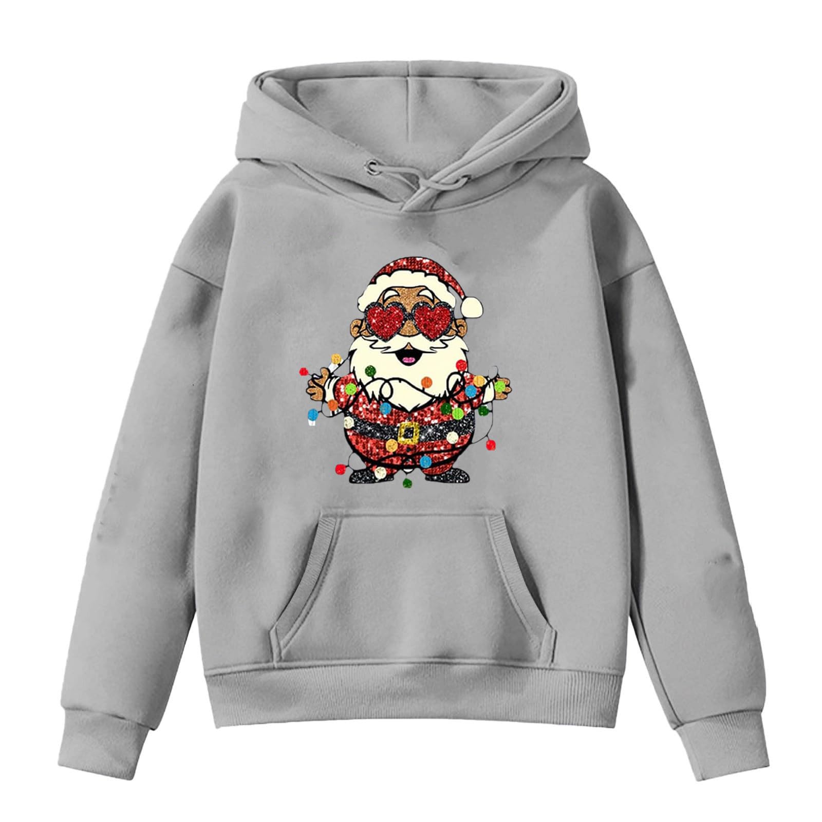 Papá Noel con gafas de sol en forma de corazón Navidad niños sudadera con capucha adolescente sudaderas