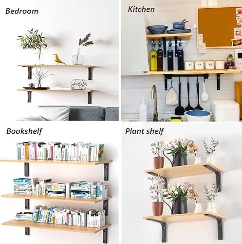 Miniatura 5 de Estantes flotantes, estantes de madera para decoración de plantas de pared, estantes de almacenamiento de libros para dormitorio, sala de estar