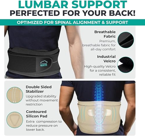 Miniatura 5 de MODVEL Soporte de espalda, alivio inmediato del dolor de espalda, hernia de disco, ciática, escoliosis, elegible por FSA o HSA, cinturón de soporte