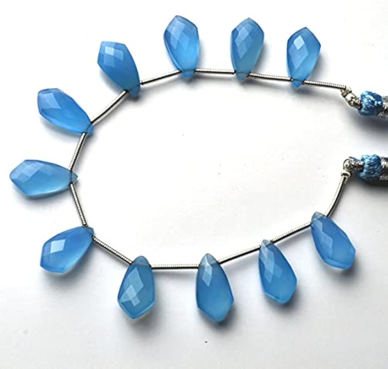 Chalcédoine bleue perles cerf-volant briolettes 14mm fil 6 pouces pour bijoux