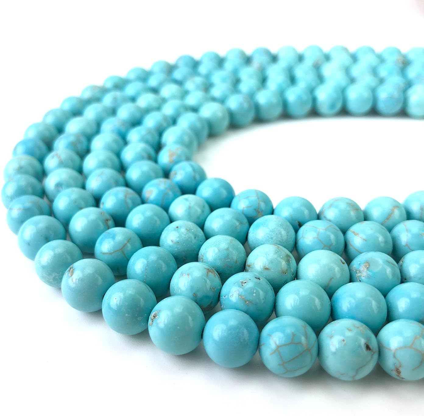 10mm Blue Turquoise Beads Round Gemstone Loose Beads for Jewelry Making (38-40pcs/strand)