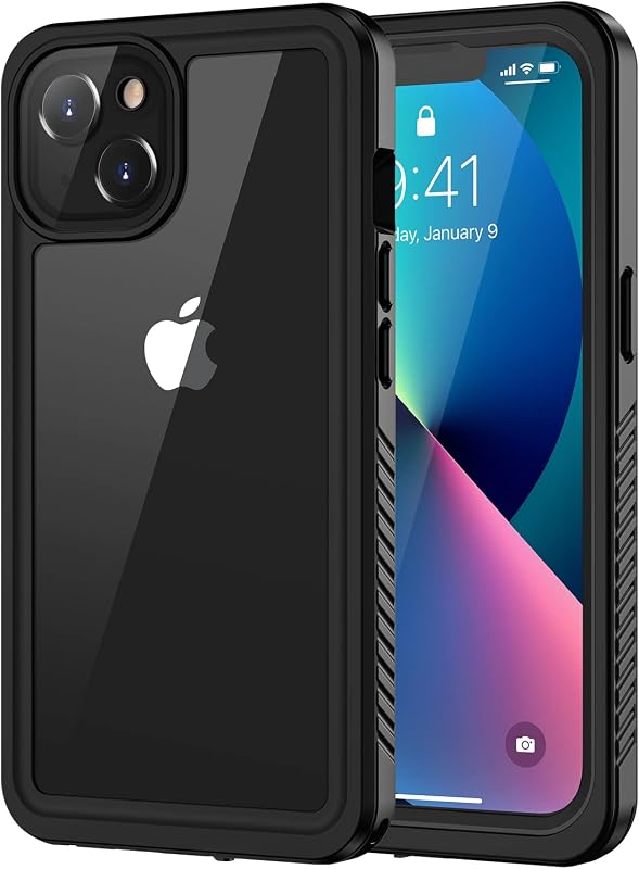 Lanhiem for iPhone 13 Case, IP68 Waterproof Dustproof Shockproof Cases with Built-in Screen Protector, Full Body Sealed Protective Front and Back Cover for iPhone 13, 6.1 inch (Black)