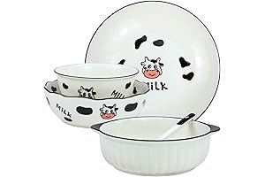 Delightful Cow-Themed Ceramic Dinnerware Set for Solo Dining
