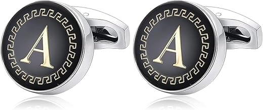 AMAAL Cufflinks for Men Boys Cuff links Formal Stainless Steel Cufflink For Men Alphabet Letters A Birthday Gift Anniversa...