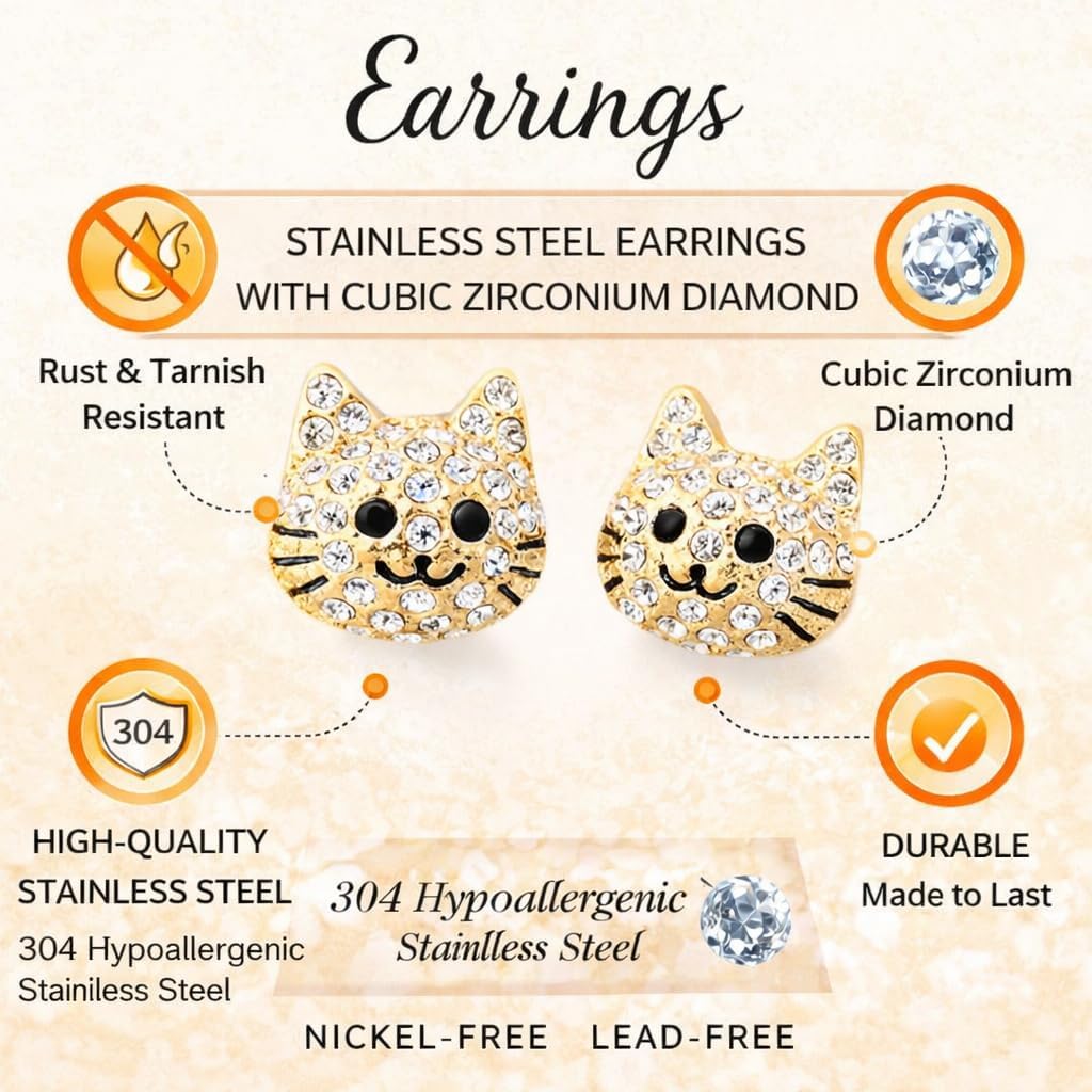 Dog Lovers' Earrings, Different Dog Breed Stud Earrings with Crystals, Rose Gold and Silver Tone - Party, Birthday, or Christmas Gift