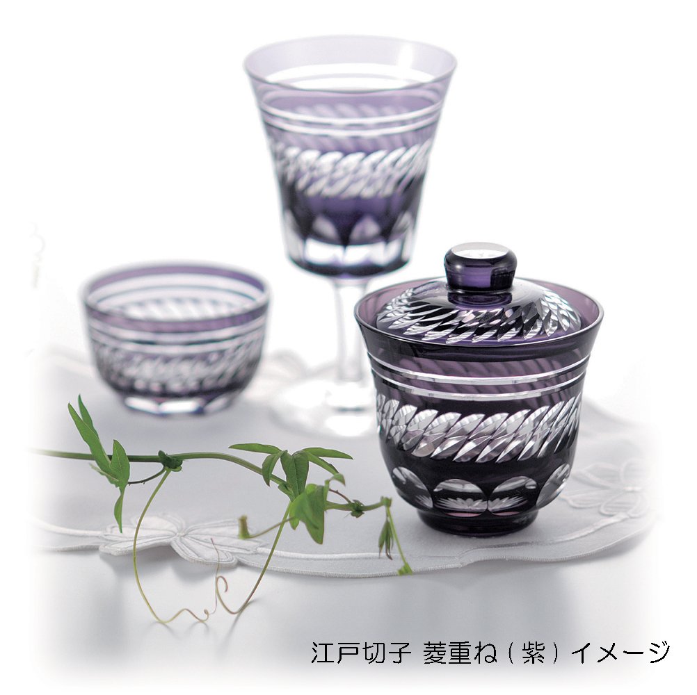 Amazon｜江戸切子 菱重ね タンブラー ペア (木箱入) 紫 01-634-1｜イ草 