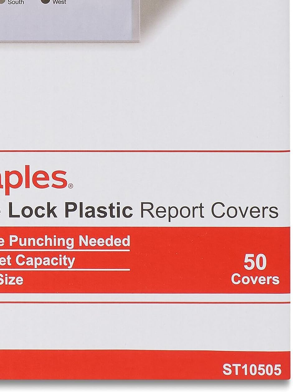 Staples Slide-Locking Report Covers, Letter Size, Clear, Secure Presentation Covers for Reports & Proposals, Easy-Insert Spine, 100 Pack