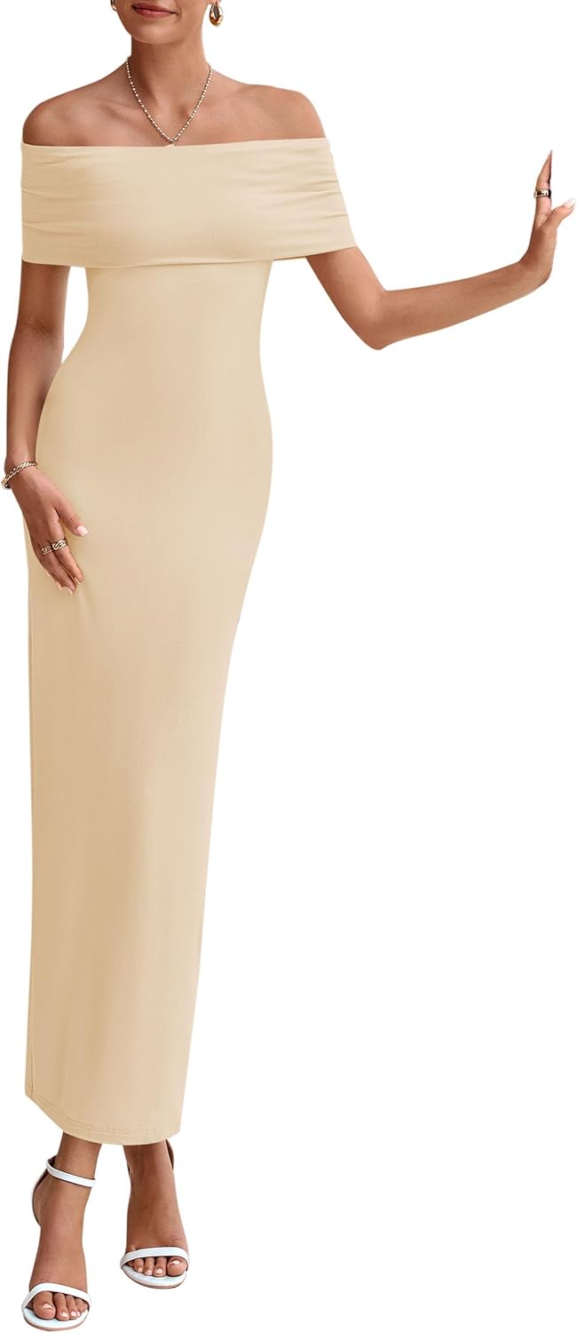 PRETTYGARDEN Women's Off The Shoulder Maxi Dresses 2025 Summer Formal Elegant Cocktail Party Wedding Guest Long Dress - Image 6