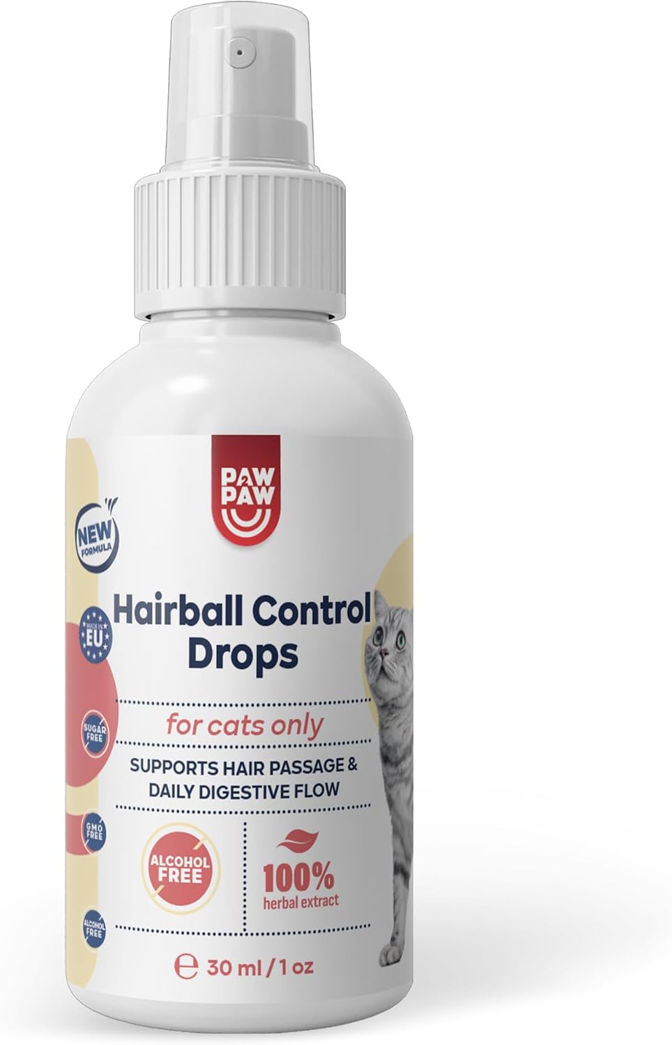 Hairball Control dla kotów anty-Hairball pomoc dla kotów wspomaga rozpuszczanie kulek do włosów delikatne rozwiązanie problemów trawiennych przekąska dla kota 30 ml wyrównanie kota