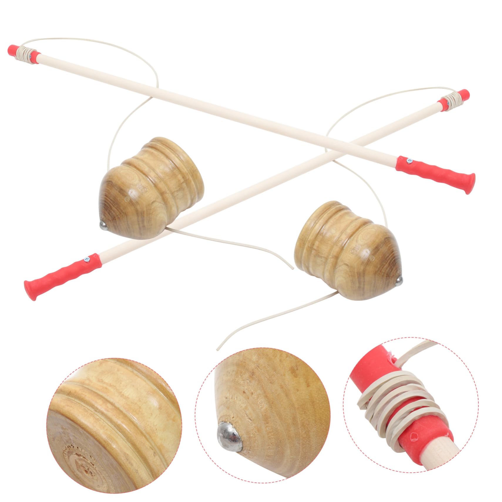 Peonza Tradicional de Madera Maciza, 2 Juegos para Niños