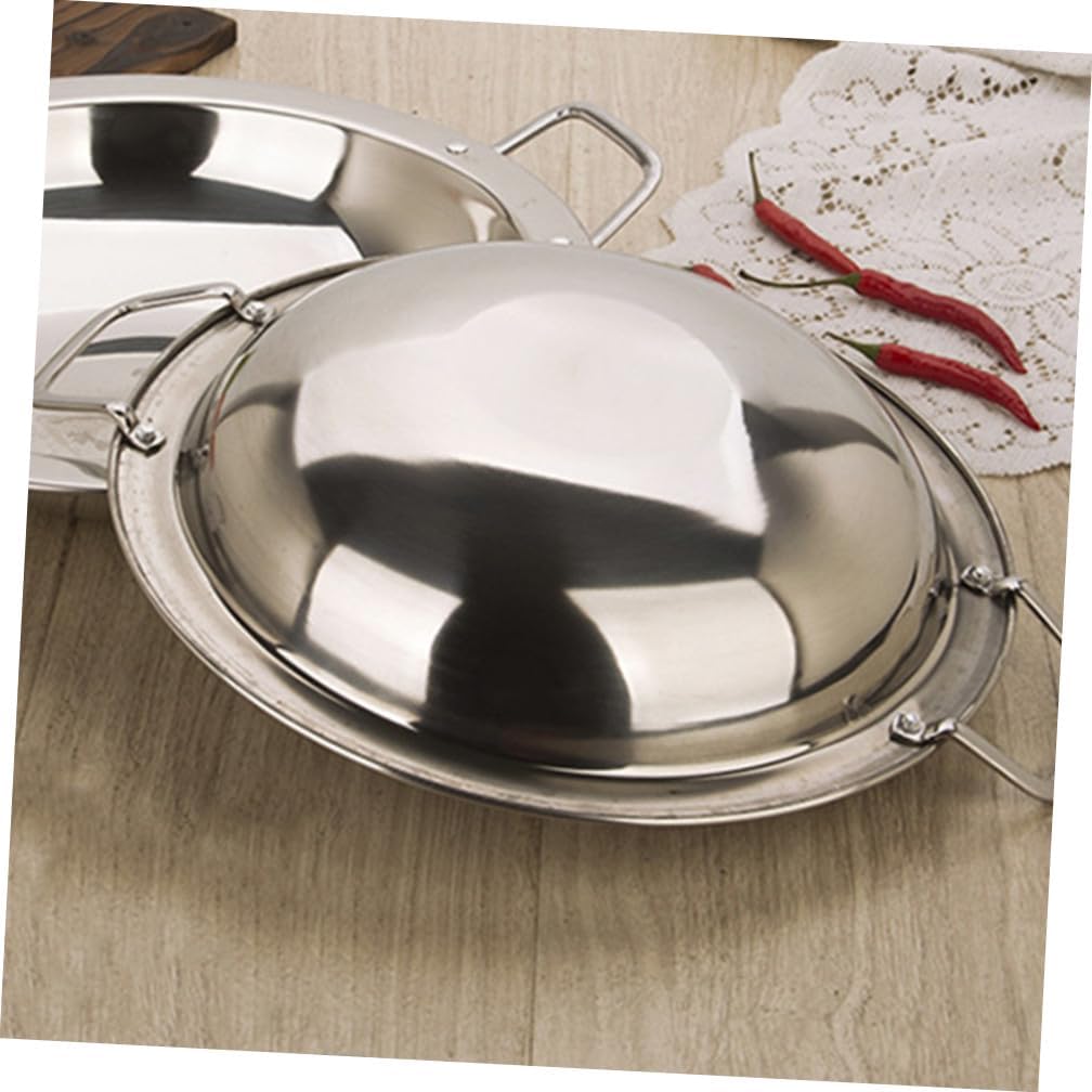 Ciieeo Stainless Steel Double Handle Paella Pan for Dry Pot Hot Pot Cooking