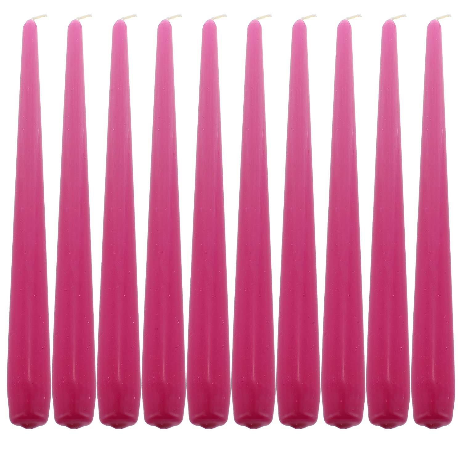 Deli Supplies Dinner Party Christmas Table Decor Bistro Candles Non Drip Tapered 9” 24cm Tall Taper Candle 7 Hour Burn Time Smokeless and Dripless Quality Wax (Fuchsia, 10)