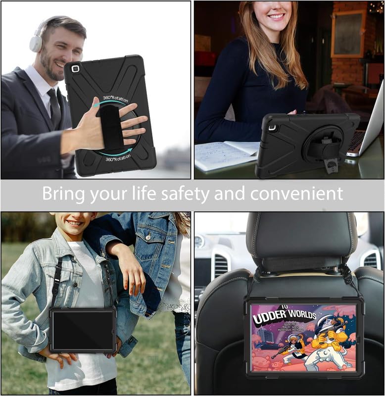 Image of MoreFit Hybrid Back Cover Case with Kickstand Wheel Pattern for Samsung Galaxy Tab S5e 10.5 Inch 2019 T720 / T725 - Black