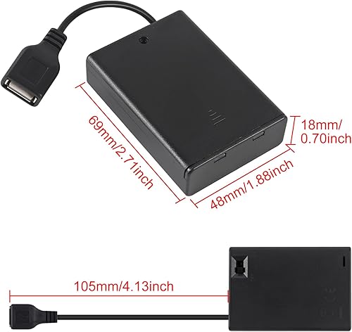 Miniatura 2 de 4 soportes para 3 pilas AA, 3 pilas AA 4.5-5V con cubierta e interruptor de encendidoapagado, cable USB