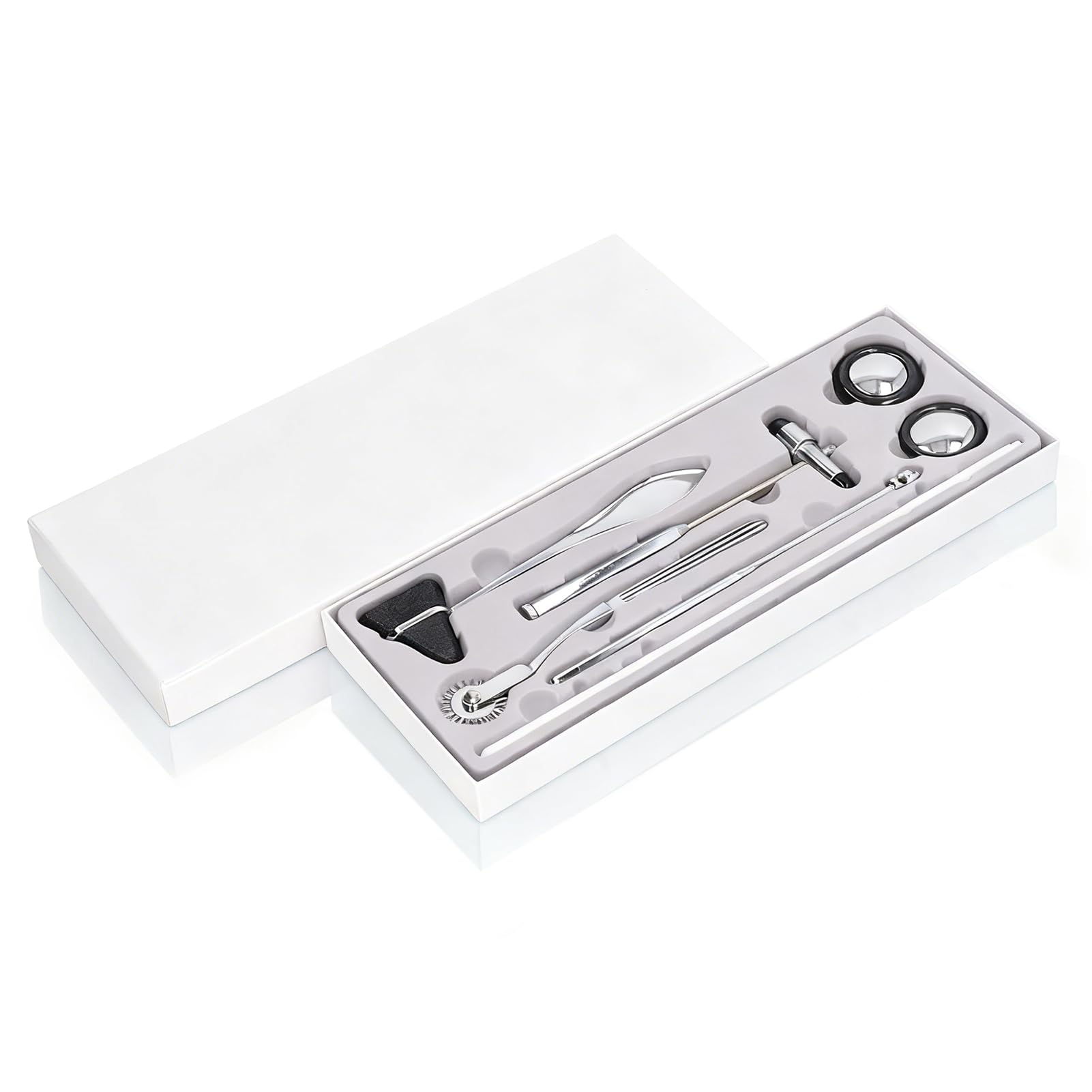 Ensemble de Marteaux Neurologiques 5 Pièces, Marteau Portable Multifonctionnel, Marteau Médical en Acier Inoxydable avec Poignée Ergonomique pour Examen du Système Nerveux