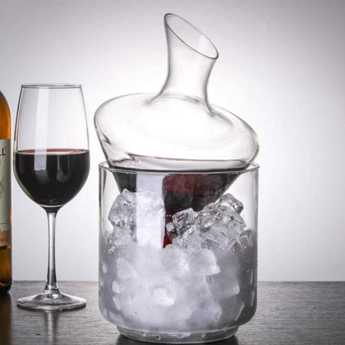 Weindekanter Kühler Set mit Eiskübel Kühler Glaskaraffe Rotweinentlüfter für Rot- und Weißweinzubehör Cocktails und Barzubehör