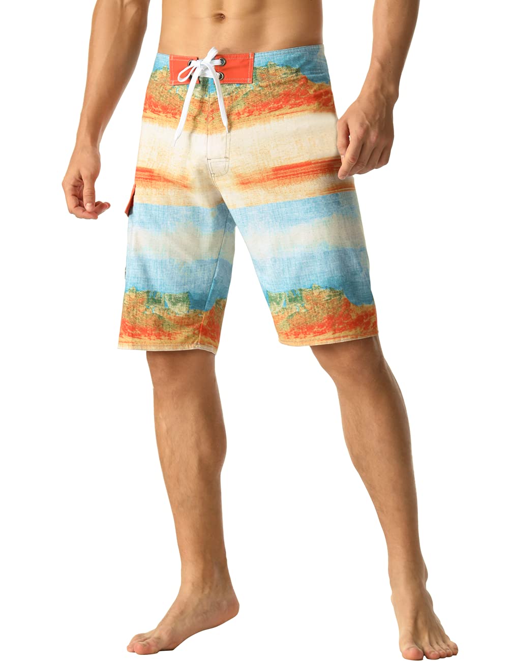 ninovino Men's Sportwear Swim Trunks Quick Dry Board Shorts with Lining (Yellow, Size 40)