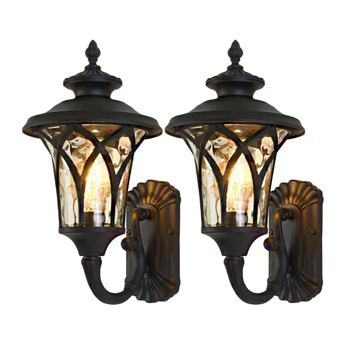 CVdrtyED Outdoor Wall Lights 17.3" Outdoor Wall Lamp Retro Waterproof Sconce Aluminum Light Exterior Glass Lantern for Villa Garden Durable Porch(Black,2 Pack)