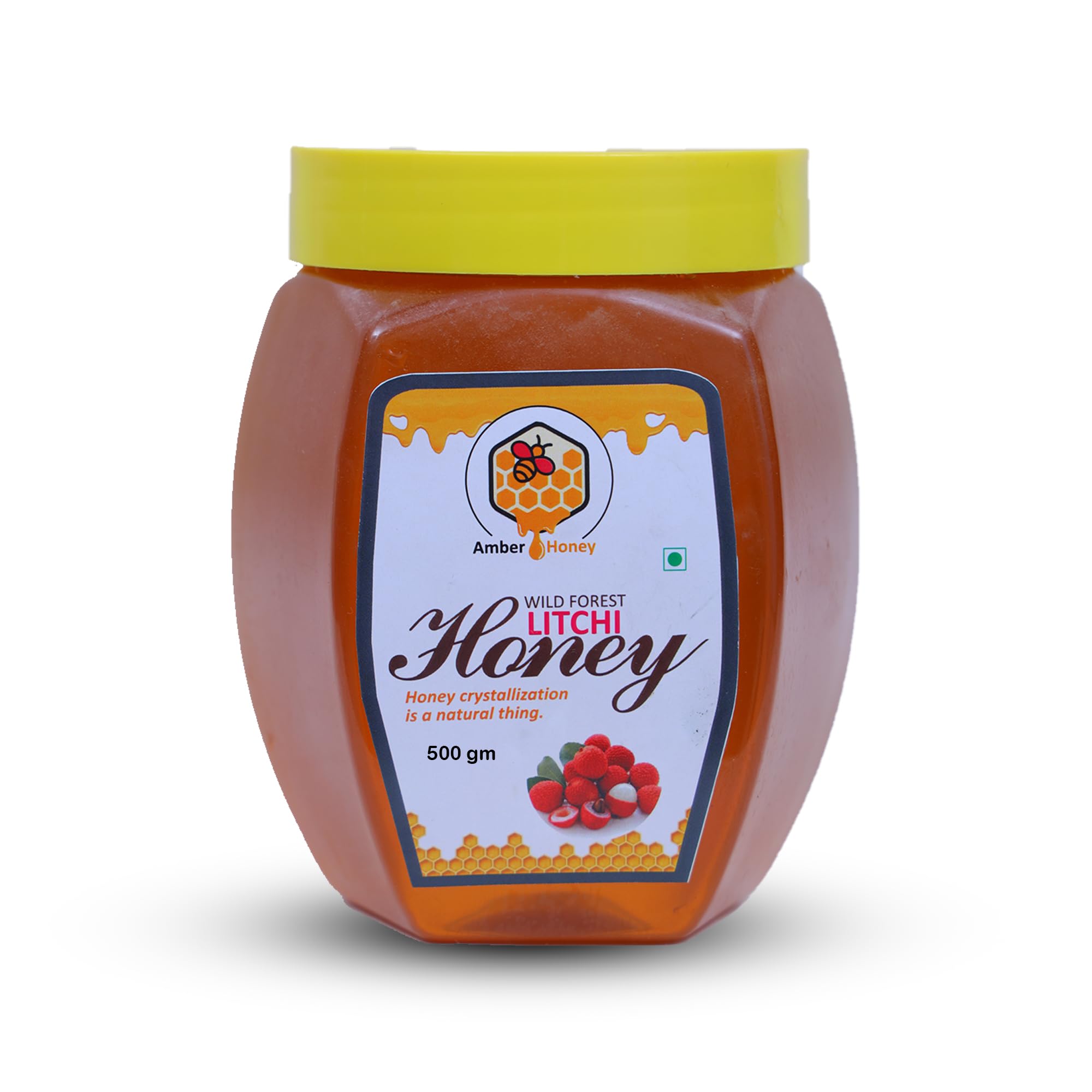 AmberHoney 100% Pure | Honey with No Sugar Adulteration | For Fitness & Health | Natural Immunity Booster | 100% Indigenous | Rich in Antioxidants & Minerals (Litchi, 500gm, Pack of 1)