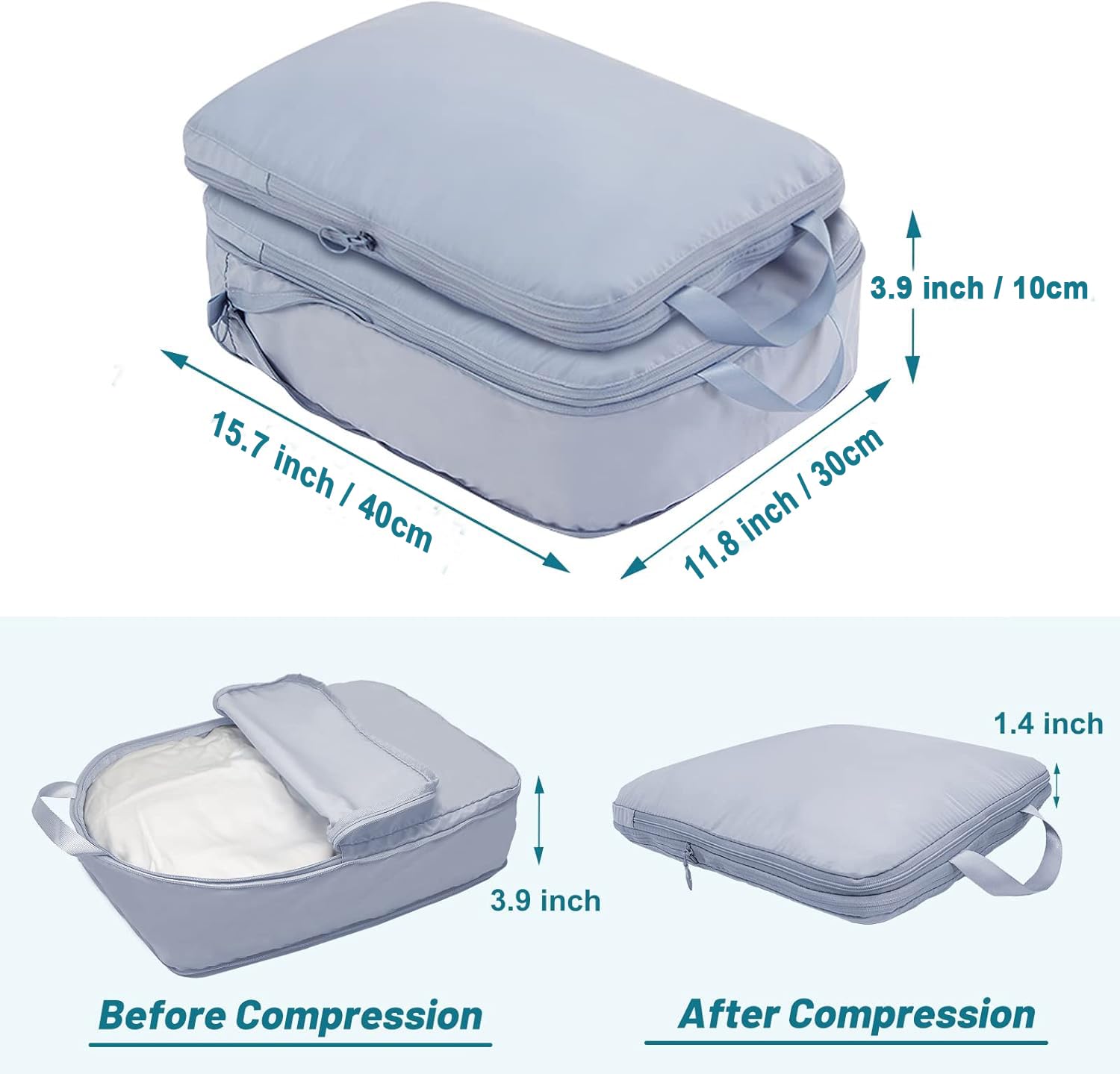 TENXSNUG Kofferorganizer, 8-delige reisorganizer, pakkubussen, lichte kofferorganizer, reistas, paktassen, rugzak voor kleding, schoenen, ondergoed, cosmetica, blauwe bloem