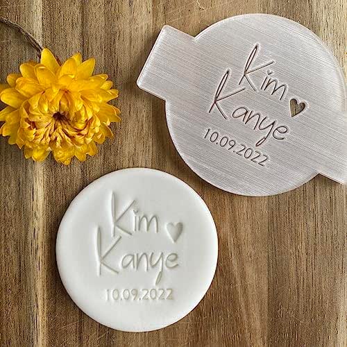 Custom Wedding Fondant Embossers, Personalised Name Date Cookie Biscuit