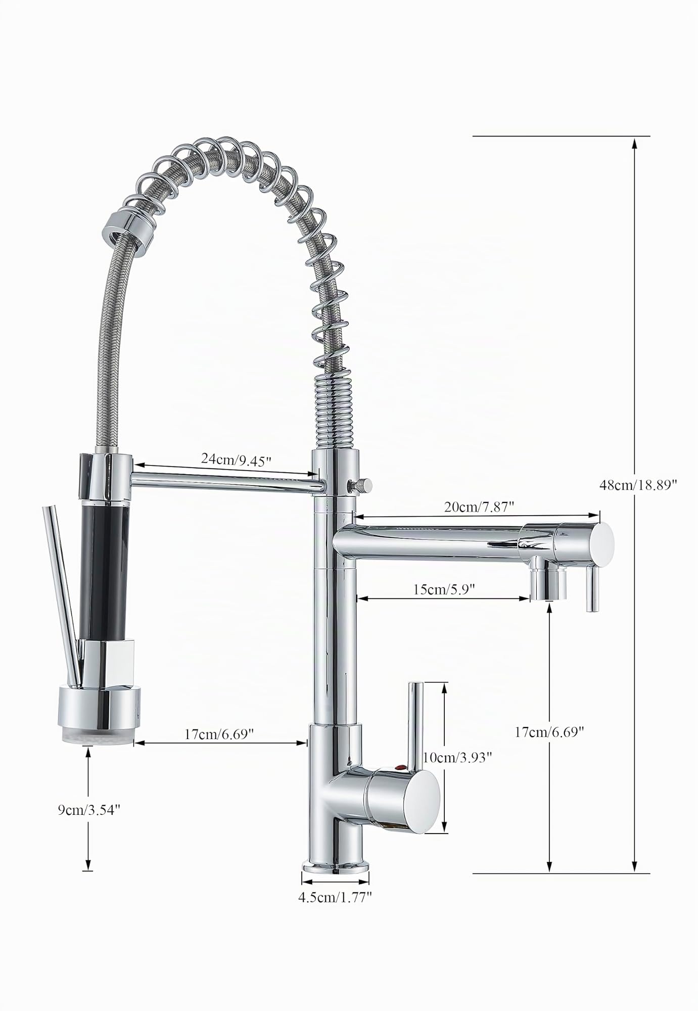 Grifo de Cocina LED 360° Giratorio Grifo de Cocina Extraible con Resorte, Mezclador Monomando Extensible Cabezal con 2 modos, Acero Inoxidable Cromo