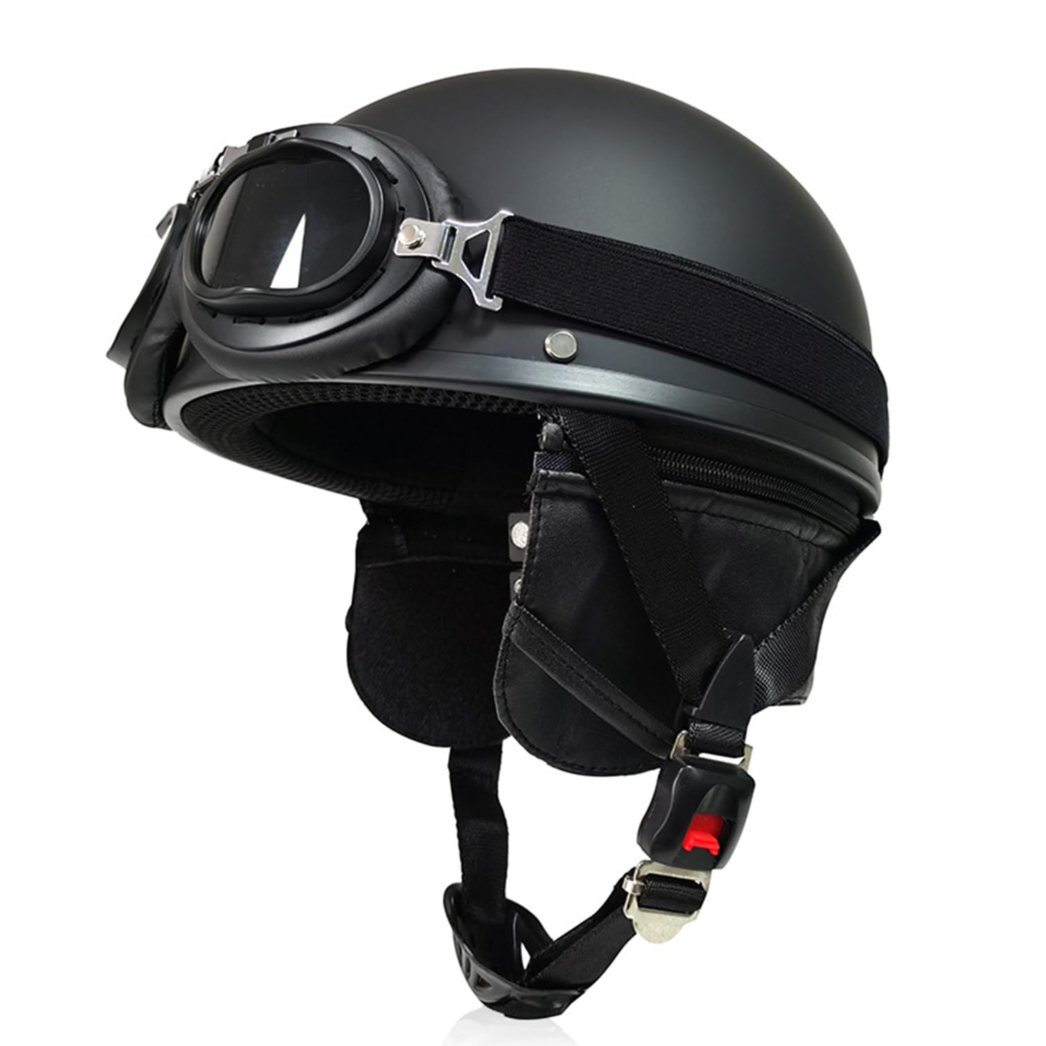 Casques Scooter Casque Moto Homme Casques Jet Casques Bols pour Motos Mobylette Trottinette Homologué ECEDOT Chopper Casque Ouvert Classique Demi-Casque avec Lunettes(3,L=59~60cm)
