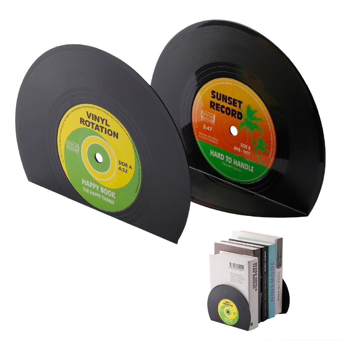 Buchstützen Im Vinyl-Schallplatten-Design – Retro, Dekorativ, Aus Stabilem ABS
