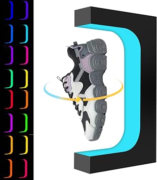 Levitating Display, Floating Sneaker Rack With LED Control 16 Colors Light Rotating for Shoe Collector Advertising Display Store Black