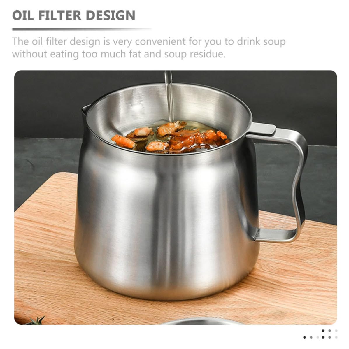DOITOOL Colador de Filtro Aceite Inoxidable de Acero Cocina de 304 y Capacidad de 2l, Diseño Almacenamiento para Uso Doméstico