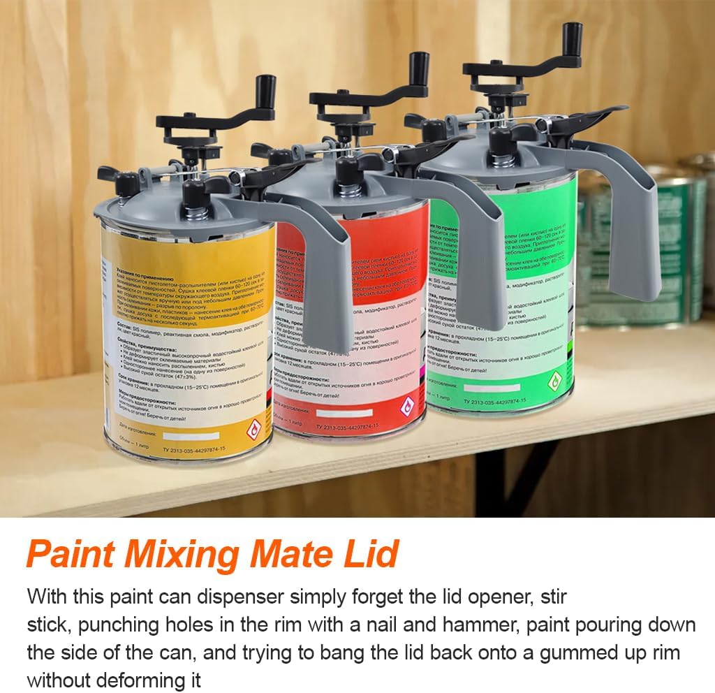 2 PCS 4L Mixing Mate Paint Lid Kit, Paint Can Pouring Spout with Better Sealing Effect, Universal Paint Shaker, for Stirring, Storing and Pouring