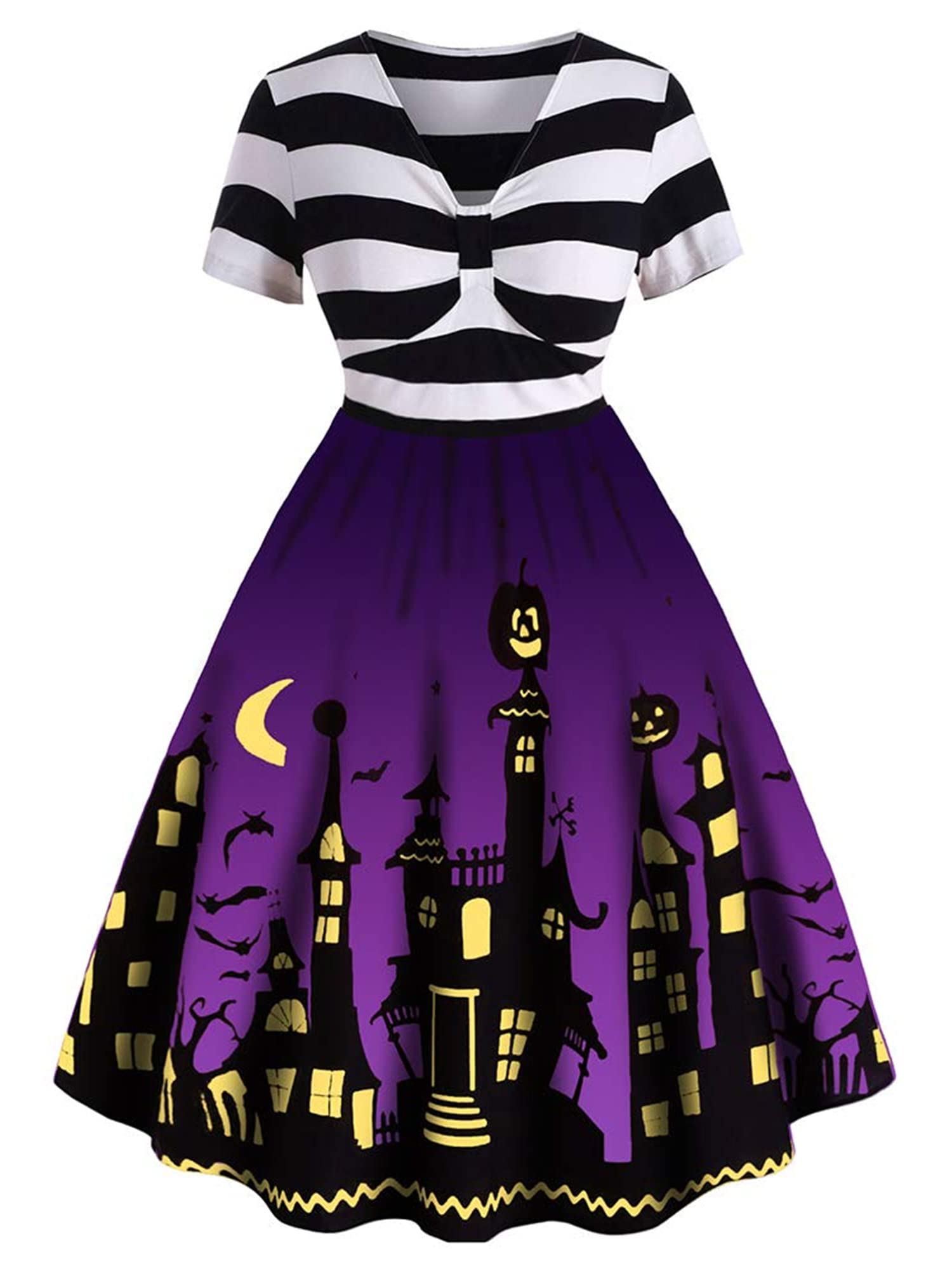 ZEZCLO Women's Plus Size Halloween Dress Pumpkin Halloween Costume Dresses