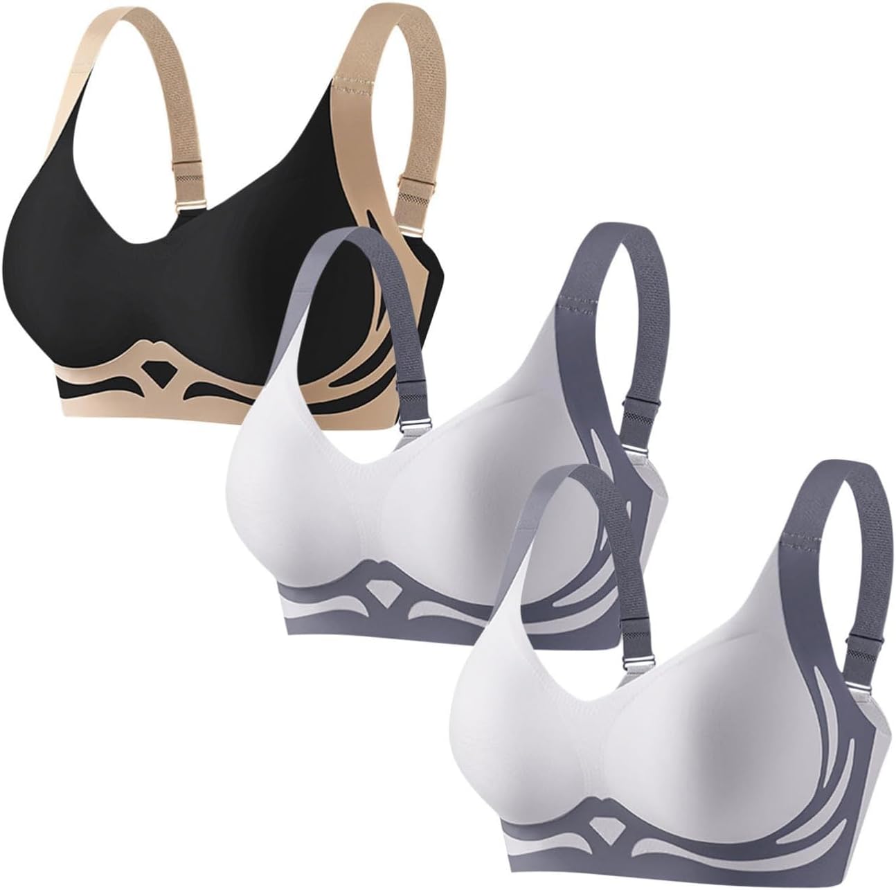 Push Up Bra for Women Super Gather Comfy Bras Daily Sports Brassiere Wireless Seamless Bralette Full Coverage ﻿(Yy,3X-Large)