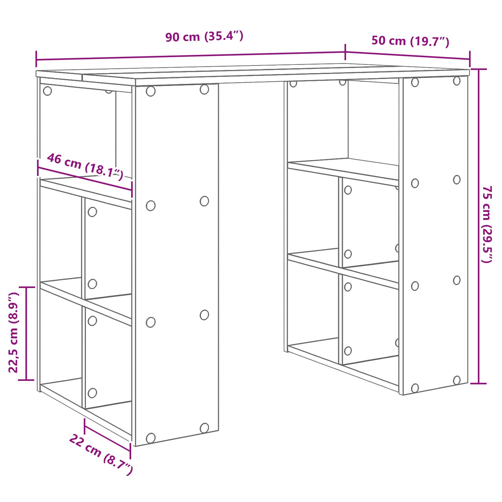 Eckschreibtisch aus Massivholz Altholz Old Wood mit verwitterter brauner Oberfläche und Regalen für Büroorganisation, minimalistisches Design, platzsparend, einfach
