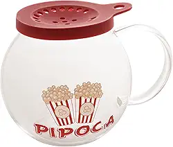 LYOR - Pipoqueira de Vidro Borossilicato Com Tampa de Silicone Para Micro-ondas 1,8L - Itens Para Casa - Utilidades Domésticas - Utensílios de Cozinha - Enxoval - Cinema em Casa - Pipoca Saudável